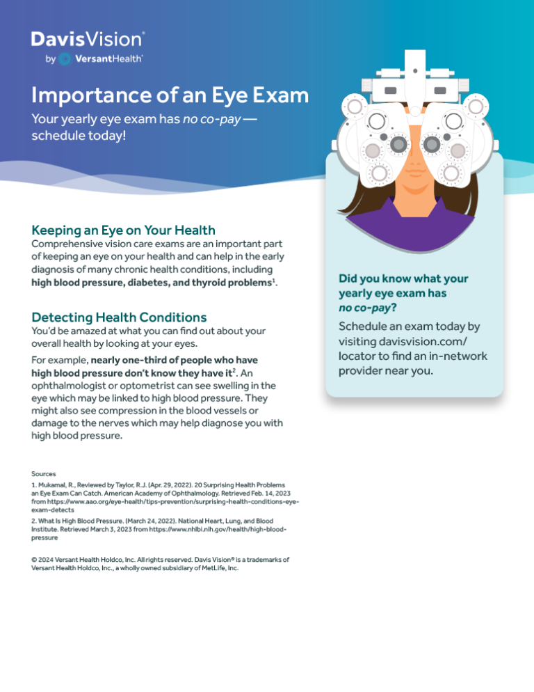 Low-resolution screenshot of the importance of an eye exam flyer